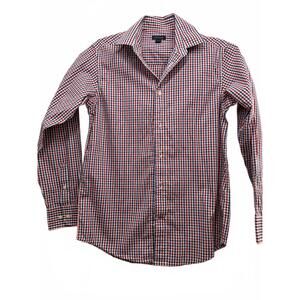 Tommy Hilfiger Boys Red Blue Checkered Button Down Shirt Size 14